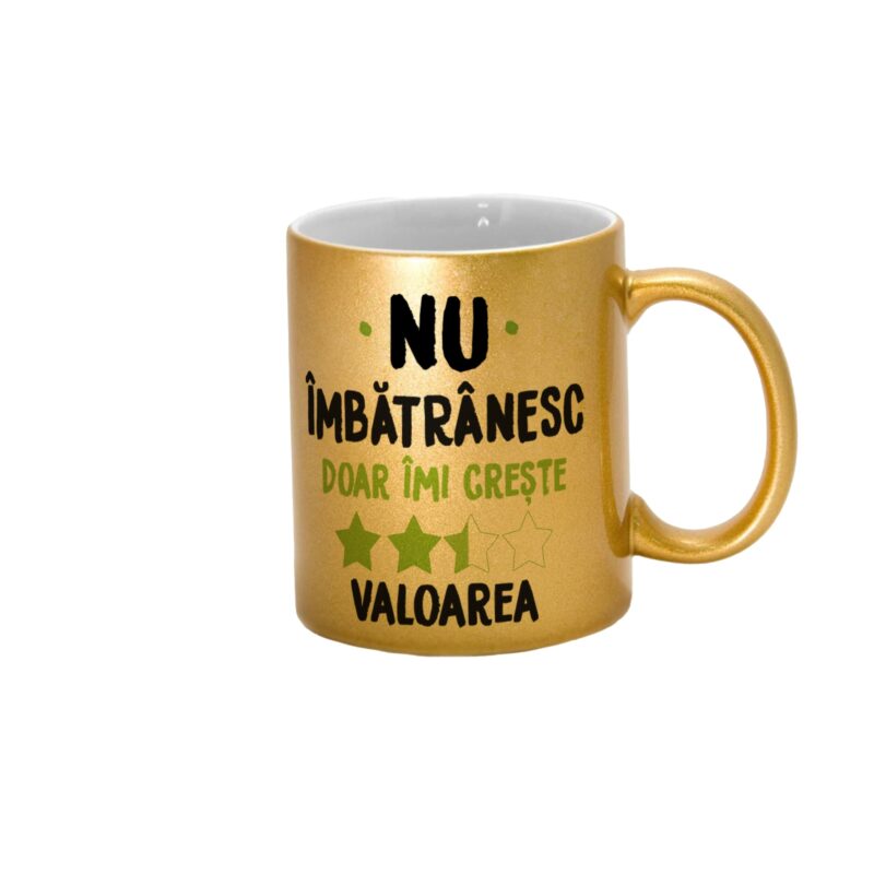 Cana sidefata aurie personalizata Nu imbatranesc doar imi creste valoarea, 330 ml, Pop Radu Daniel II