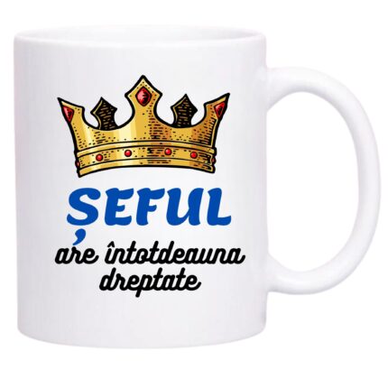 Cana personalizata, cu mesaj, pentru seful, ceramica, 330 ml