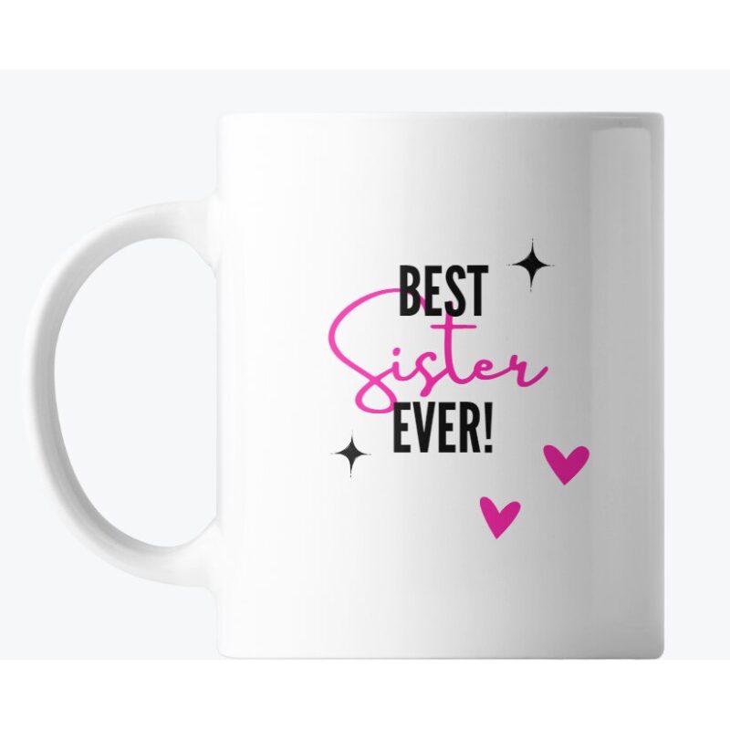 Cana personalizata Best Sister Ever, Alb, 330 ml