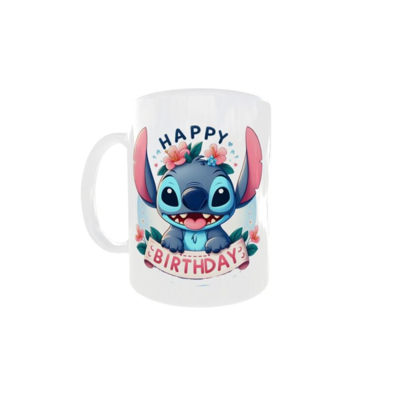 Cana alba personalizata Stitch, La multi ani, INOVATIX, 330 ml