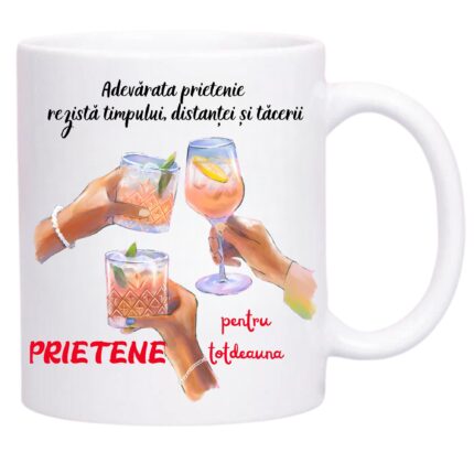 Cana cadou, pentru cele mai bune prietene, cu mesaj, ceramica, 330 ml
