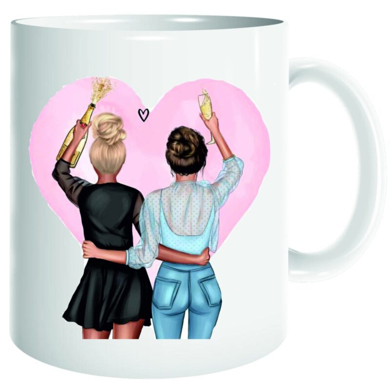 Cana alba personalizata fete, surori, prietene, BFF, cadou perfect zi de nastere, 330 ml