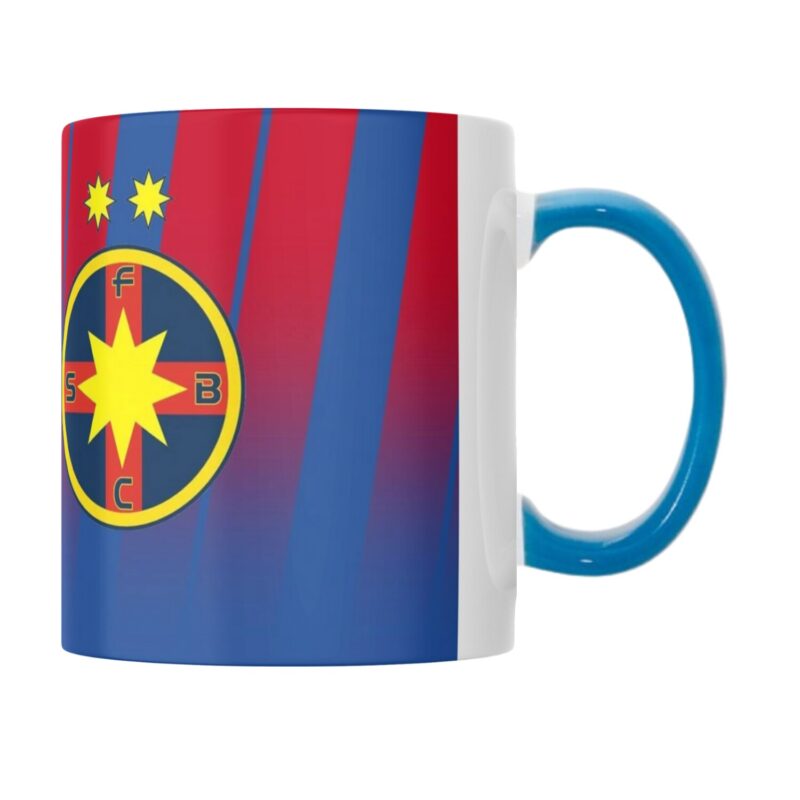 Cana personalizata „FCSB” v3, sport, fotbal, suporter, albastra, 330 ml