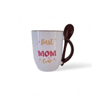 Cana personalizata cu lingurita maro Best Mom Ever
