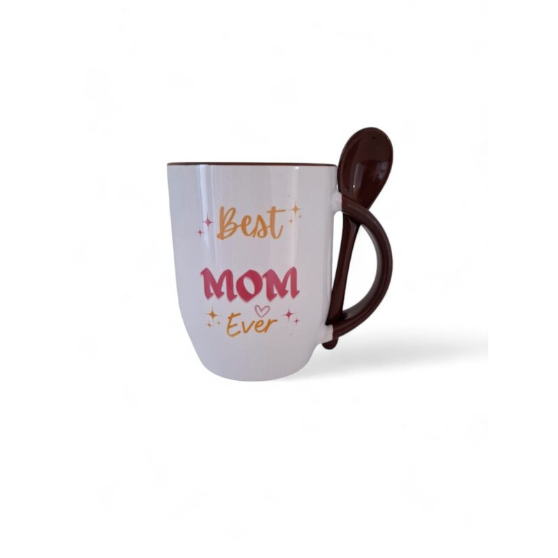 Cana personalizata cu lingurita maro Best Mom Ever