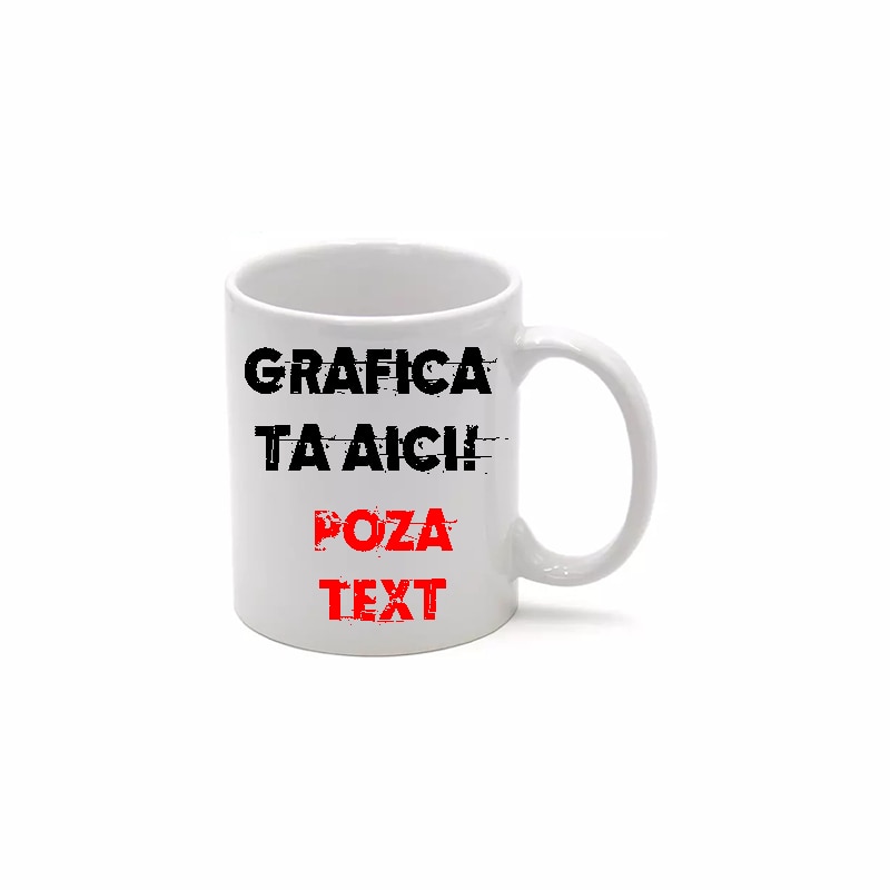 Cana personalizata cu poza sau text, alba 330ml