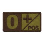 Emblema brodata, grupa sanguina, 0 pozitiv, maro, 3,5X7, cu arici
