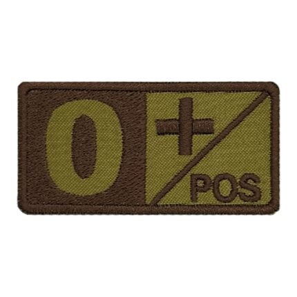 Emblema brodata, grupa sanguina, 0 pozitiv, maro, 3,5X7, cu arici