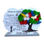 Tablou copac cu licheni stabilizati, personalizat cu mesaj standard pentru casatorie, nunta de argint, fini, dimensiune 30x20cm, model 3, personalizabil, alb