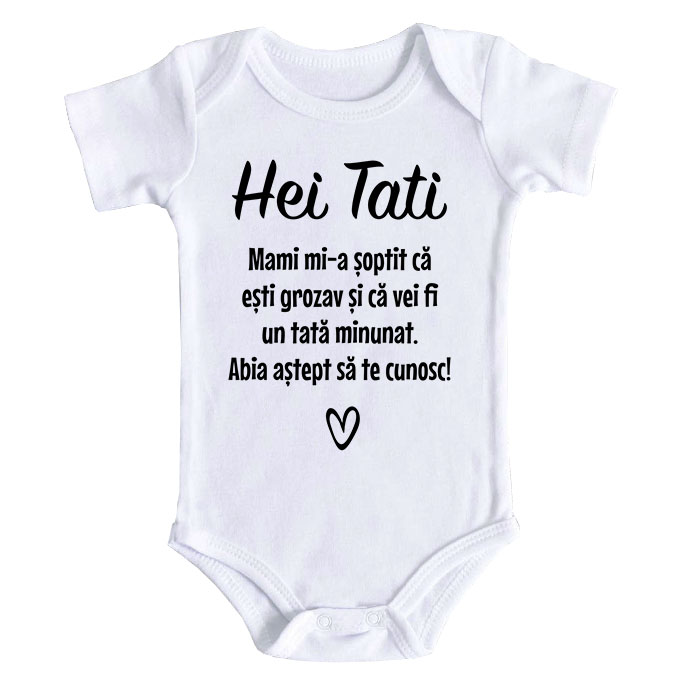 Body bebe personalizat cu mesaj pentru viitorul tatic, alb, 100% bumbac, 0-3 luni