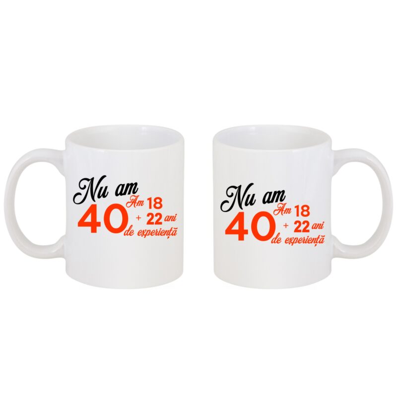 Cana personalizata cu mesaj "40 ani" 300 ml
