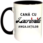 Cana personalizata cu interior negru, "Cana cu lacrimile angajatilor", 330 ml