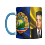 Cana personalizata - Romania, Nicolae Ceausescu, albastru, 330 ml