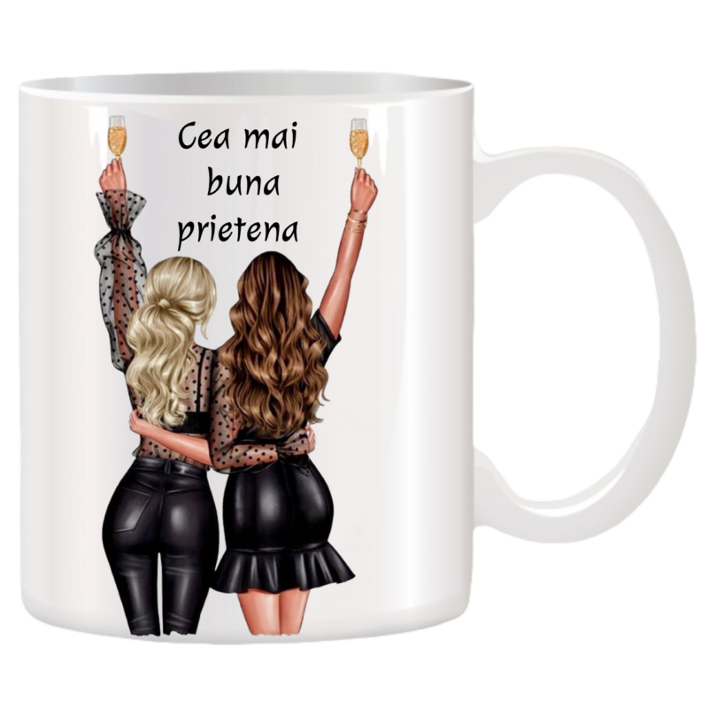 Cana alba personalizata cu mesaj pentru Cea mai buna Prietena, Stickers Factory, 330 ml