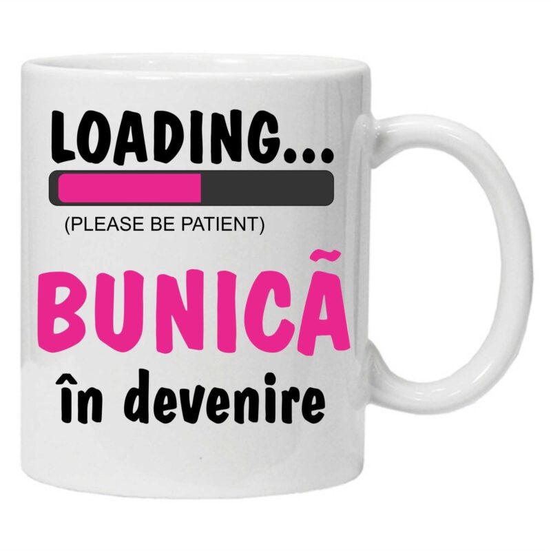 Cana personalizata inscriptionata cu textul "bunica in devenire", CRD PRINT, 330ml, alba