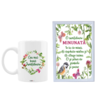 Set cadou personalizat pentru invatatoare, cana ceramica alba, "Cea mai buna invatatoare", 330 ml si rama foto cu mesaj, 10 x 15 cm