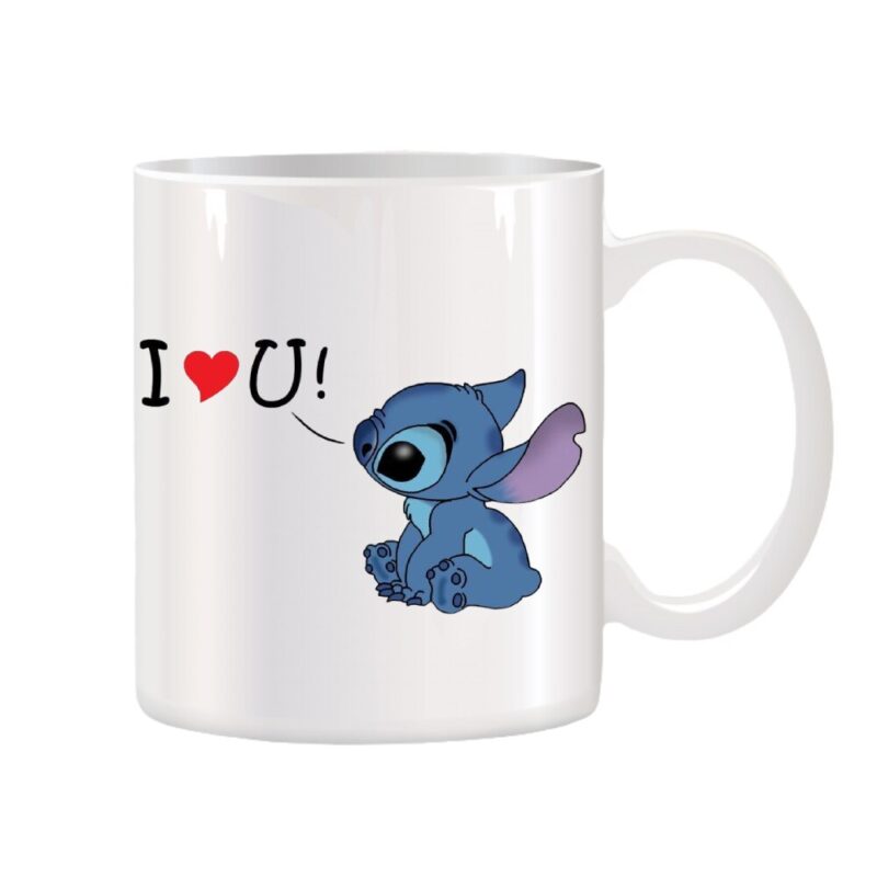 Cana alba personalizata Stitch I Love You, Stickers Factory, 330 ml