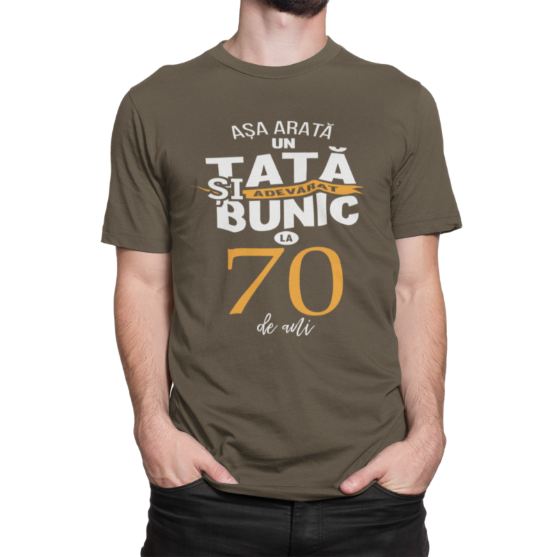 Tricou personalizat Tata si bunic la 70 de ani, Kaki, M