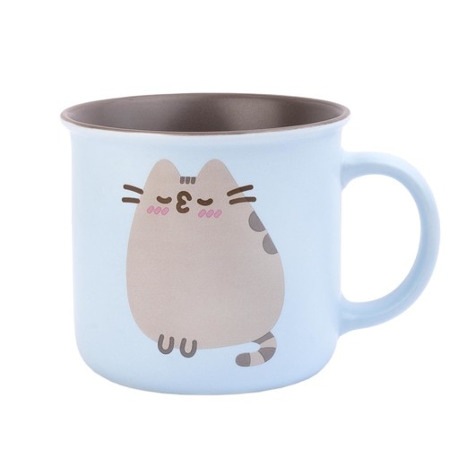 Cana personalizata Pusheen Love Collection, din ceramica, capacitate 380ml, compatibila cu microunde, culoare albastru