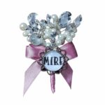 Cocarda personalizata mire, cu perle si strasuri, 6x9 cm
