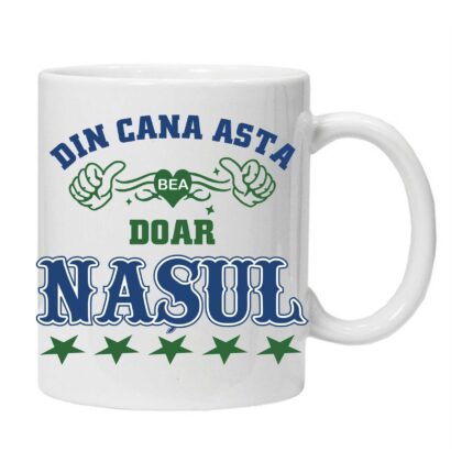 Cana personalizata cu textul "Din cana asta bea doar nasul", Ceramica, INOVATIX, 330 ml