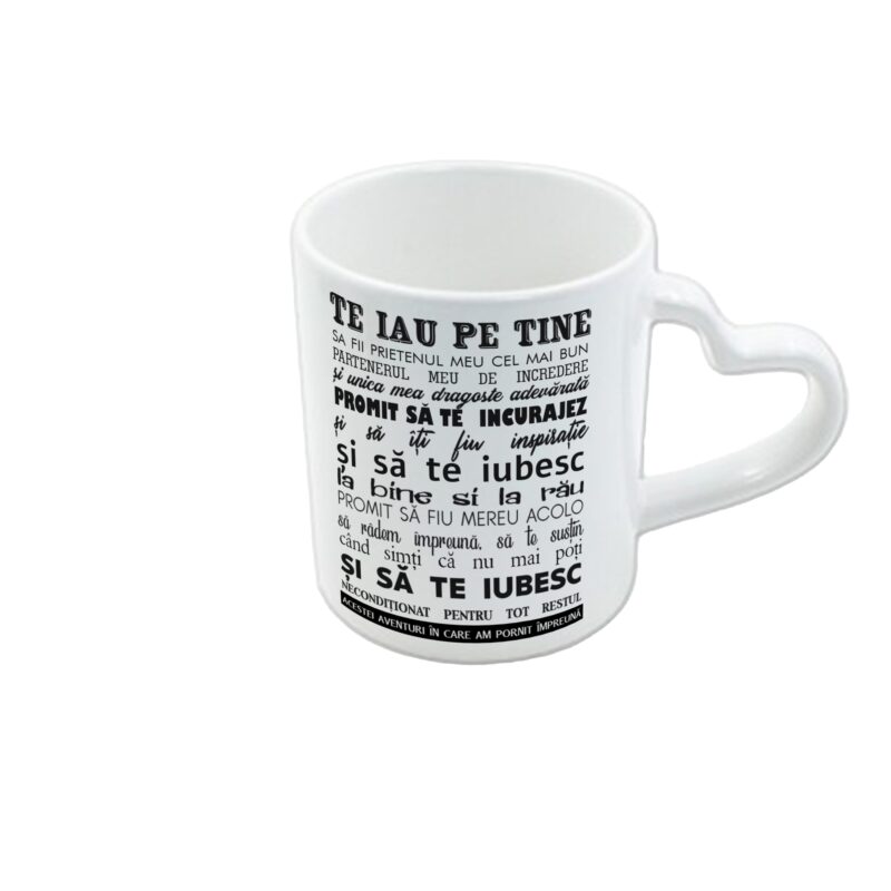 Cana alba cu toarta inima personalizata Te iau pe tine sa fi prietenul meu cel mai bun, 325 ml, Pop Radu Daniel II
