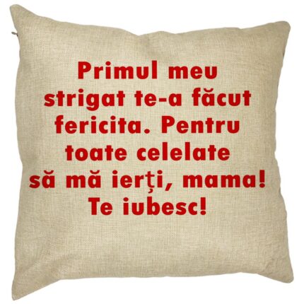 Perna Personalizata, Model Mama Te Iubesc 2, Husa Detasabila, Burduf, 40x40 cm