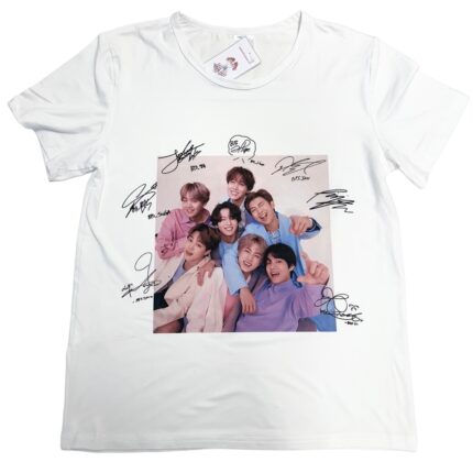 Tricou personalizat dama bts army semnaturi, Alb, S