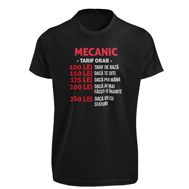 Tricou personalizat tarif mecanic, negru, XL