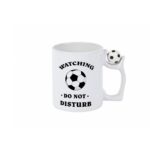Cana personalizata alba cu toarta minge fotbal Watching do not disturb, 300 ml, Pop Radu Daniel II
