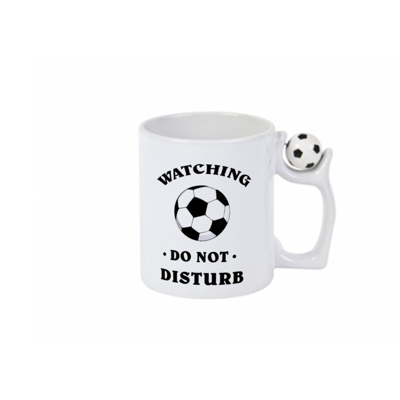 Cana personalizata alba cu toarta minge fotbal Watching do not disturb, 300 ml, Pop Radu Daniel II