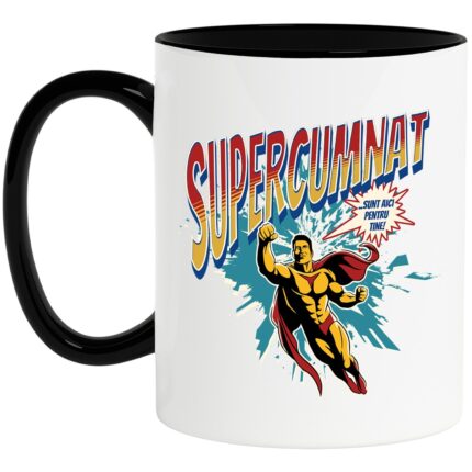 Cana Super Cumnat SuperErou Sunt Aici Pentru Tine, 330ml, Ceramica cu Maner Negru