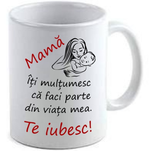 Cana ceramica personalizata "Mama te iubesc" - 325 ml