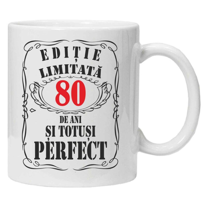 Cana personalizata cu textul "editie limitata", 80 ani, CRD PRINT, 330ml, alba
