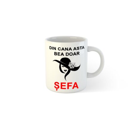 Cana alba personalizata Din cana asta bea doar Sefa, ceramica, 325 ml, Pop Radu Daniel II