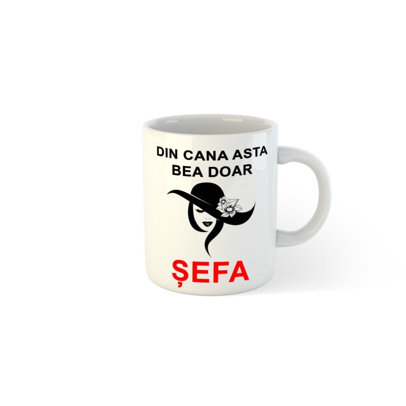Cana alba personalizata Din cana asta bea doar Sefa, ceramica, 325 ml, Pop Radu Daniel II