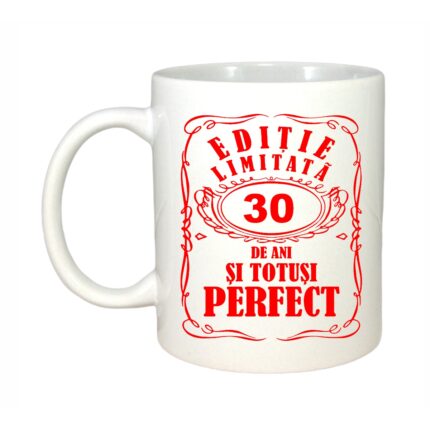Cana din ceramica alba personalizata, Editie Limitata 30 ani, 330ml