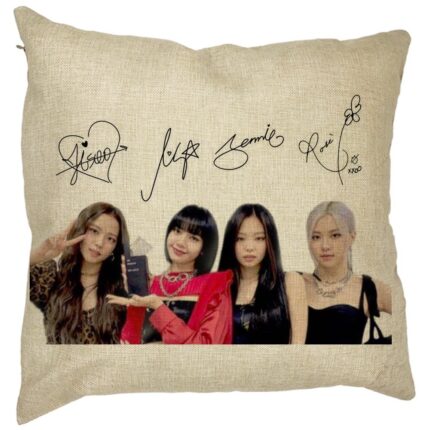 Perna Personalizata, Model Blackpink K-POP semnaturi, 40x40 cm, Husa Detasabila, Burduf