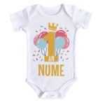 Body bebe personalizat pentru aniversarea primului an, alb, 100% bumbac, 12-18 luni