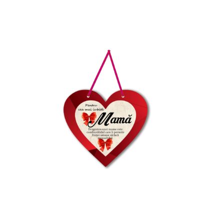 Placheta din lemn cu magnet pentru cea mai buna mama, multicolor, 10x10 cm