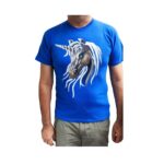 Tricou barbati, pictat manual Inorog-1, Albastru, Bumbac, M INTL