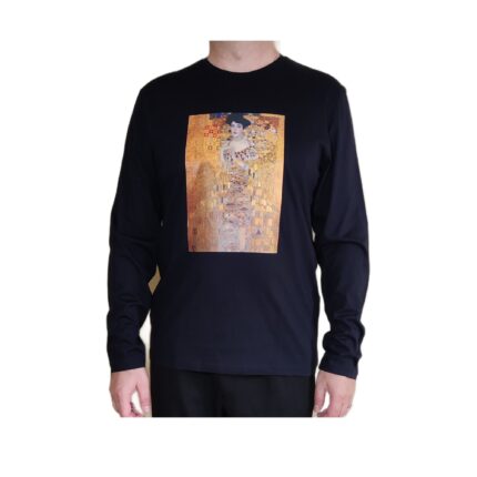 Tricou personalizat cu pictura Lady in Gold de Klimt, Auriu, Bleumarin, Maneci lungi, XL INTL