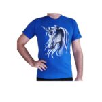 Tricou personalizat Pictat manual cu Inorog Alb, Albastru, M INTL