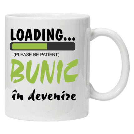 Set 2 cani personalizate cu textul "bunica si bunic in devenire", CRD PRINT, 330ml, alba