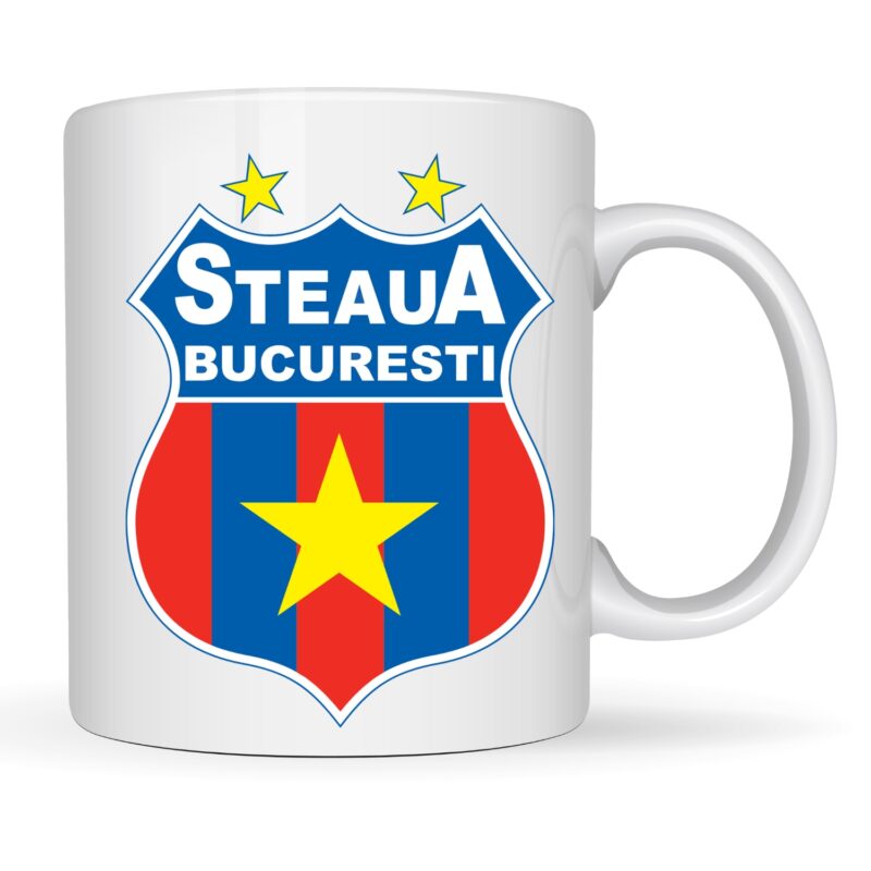 Cana personalizata „Steaua Bucuresti” v4, sport, fotbal, suporter, alba, 330 ml