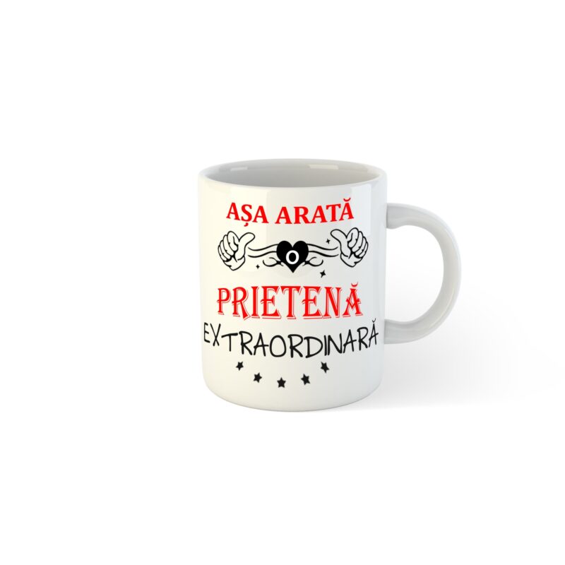 Cana alba personalizata Asa arata o prietena extraordinara, 325 ml, Pop Radu Daniel II