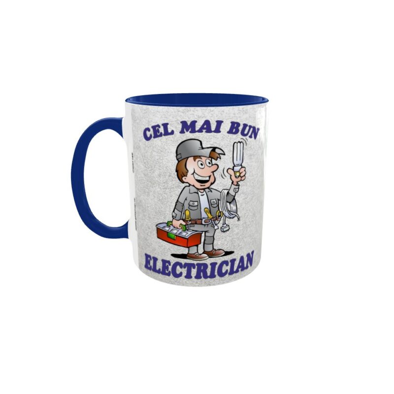 Cana gift shop personalizata cu mesaj, Cel mai bun electrician, din ceramica, 330ml