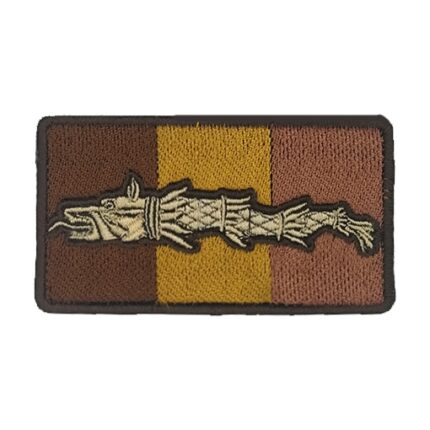 Emblema brodata, steag romania, lup dacic, desert, doubleion, 5x9cm
