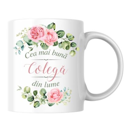 Cana personalizata - Cea mai buna Colega din lume! alba, 330 ml