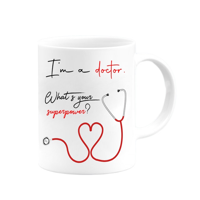 Cana alba "I'm a doctor", 330 ml, Atelierul Hai Hui®